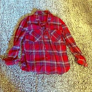 Cute lace up flannel top